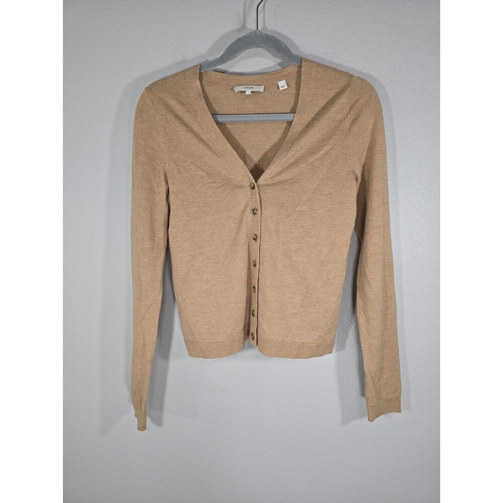Vince Sweater Womens Small Tan Button Up Wool Cashmere Blend Cardigan * READ* AA